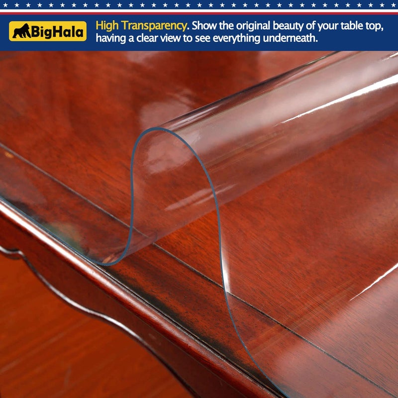 BigHala Wood Furniture Table Protector Clear Plastic Wipeable Tablecloth Eco Thick Protective Desk Cover Clear Vinyl Dining Tabletop Protection Pad Easy Clean Polyester Waterproof Table Cloth 48x28 inch - Image 3